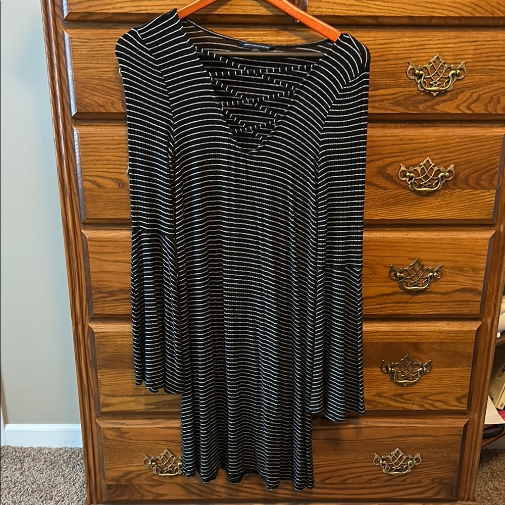 Chic Black and White Striped Dress
